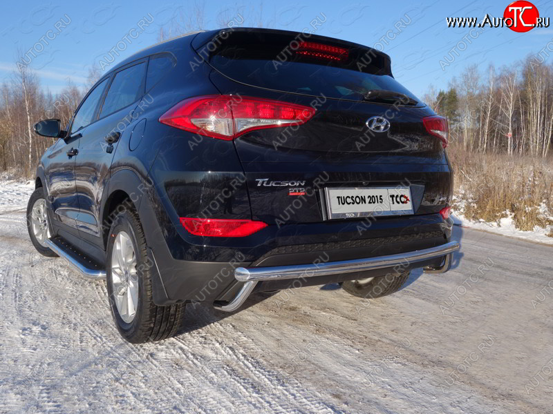 24 949 р. Защита задняя (нержавейка 60,3*42,4 мм) ТСС Тюнинг  Hyundai Tucson  TL (2015-2018) дорестайлинг  с доставкой в г. Краснодар