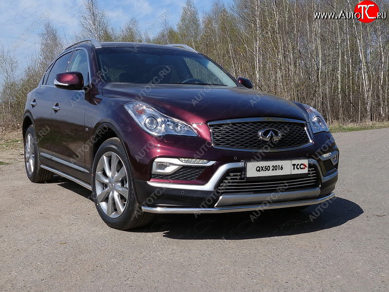 19 999 р. Защита переднего бампера нижняя d42,4 мм ТСС Тюнинг  INFINITI Qx50  J50 (2015-2018) рестайлинг (нержавейка)  с доставкой в г. Краснодар