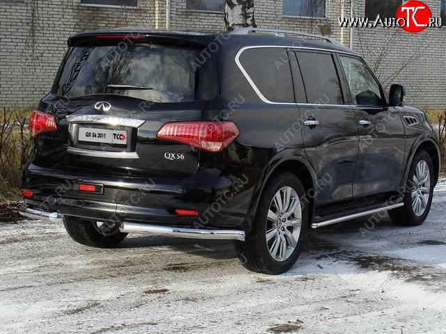 29 999 р. Защита задняя (уголки, нержавейка 76,1 мм) ТСС Тюнинг  INFINITI QX56  Z62 (2010-2013)  с доставкой в г. Краснодар