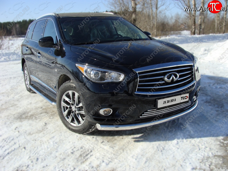 23 999 р. Защита переднего бампера нижняя 76,1 мм ТСС Тюнинг  INFINITI QX60  L50 (2013-2016) дорестайлинг (нержавейка)  с доставкой в г. Краснодар