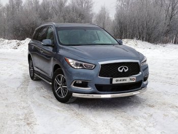 43 999 р. Защита передняя нижняя овальная с ДХО 75х42 мм ТСС Тюнинг  INFINITI QX60  L50 (2016-2021) рестайлинг (нержавейка)  с доставкой в г. Краснодар. Увеличить фотографию 1