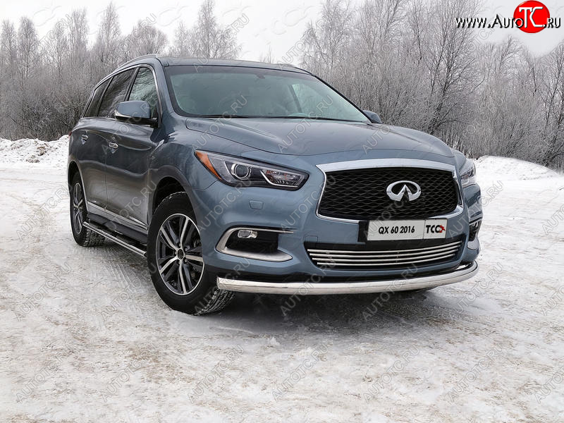 22 999 р. Защита переднего бампера нижняя d76,1 мм ТСС Тюнинг INFINITI QX60 L50 рестайлинг (2016-2021) (нержавейка)  с доставкой в г. Краснодар