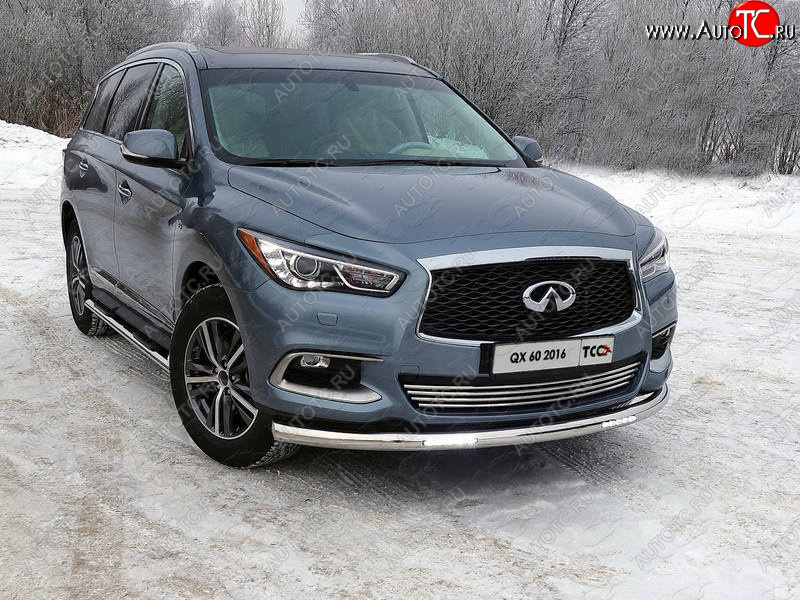 40 649 р. Защита переднего бампера нижняя с ДХО 76,1 мм ТСС Тюнинг  INFINITI QX60  L50 (2016-2021) рестайлинг (нержавейка)  с доставкой в г. Краснодар