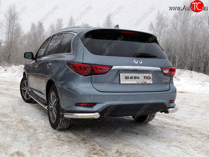 23 999 р. Защита задняя (уголки, нержавейка 76,1 мм) ТСС Тюнинг  INFINITI QX60  L50 (2016-2021) рестайлинг  с доставкой в г. Краснодар