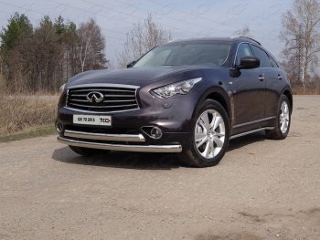 Защита переднего бампера нижняя двойная 75*75 мм ТСС Тюнинг INFINITI (Инфинити) Q70 (Ку70)  Y51 (2015-2018) Y51 рестайлинг  (нержавейка)