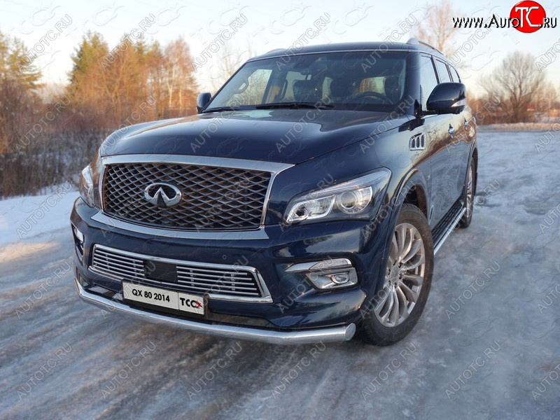 26 699 р. Защита переднего бампера нижняя d76,1 мм ТСС Тюнинг  INFINITI QX80  Z62 (2014-2018) 1-ый рестайлинг (нержавейка)  с доставкой в г. Краснодар