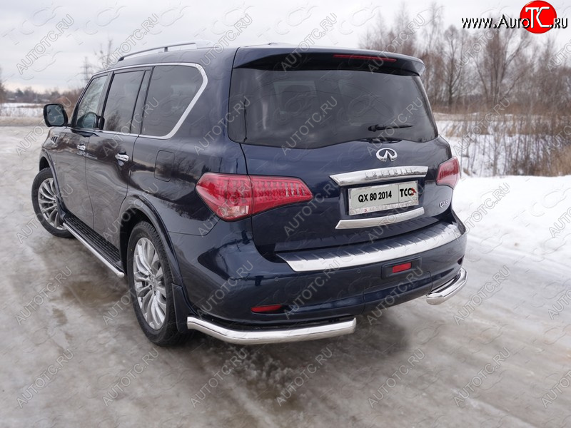 30 999 р. Защита задняя (уголки, нержавейка 76,1 мм) ТСС Тюнинг INFINITI QX80 Z62 1-ый рестайлинг (2014-2018)  с доставкой в г. Краснодар