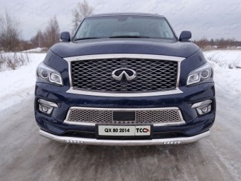 Защита переднего бампера нижняя с ходовыми огнями 76,1 мм ТСС Тюнинг INFINITI QX80 Z62 1-ый рестайлинг (2014-2018) ()