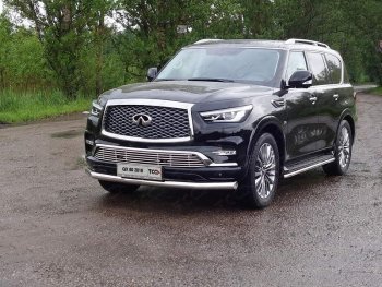 Защита переднего бампера нижняя d76,1 мм ТСС Тюнинг INFINITI (Инфинити) QX80 (КуХ80)  Z62 (2018-2024) Z62 2-ой рестайлинг  (нержавейка)