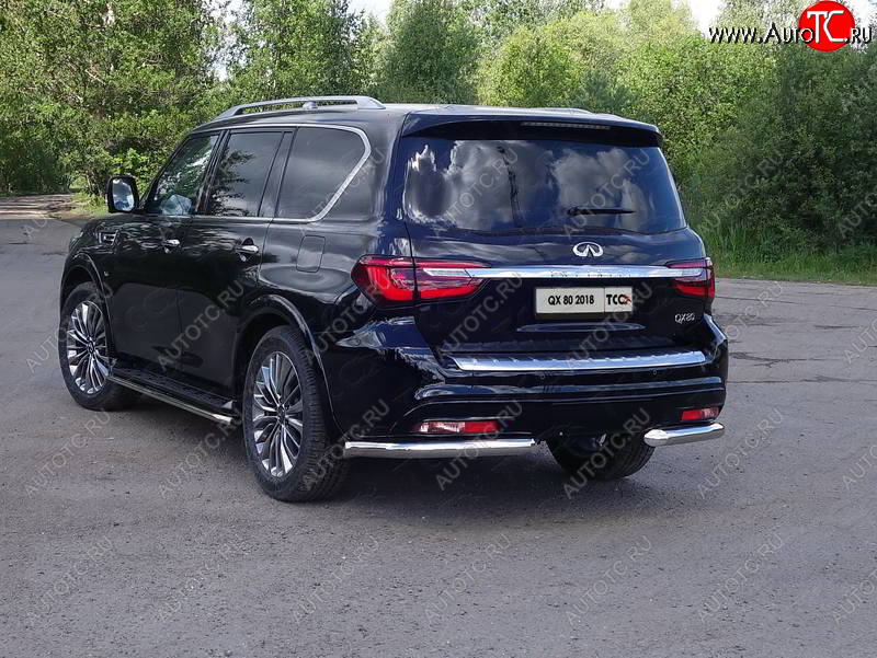 30 999 р. Защита задняя (уголки, нержавейка 76,1 мм) ТСС Тюнинг INFINITI QX80 Z62 2-ой рестайлинг (2018-2024)  с доставкой в г. Краснодар