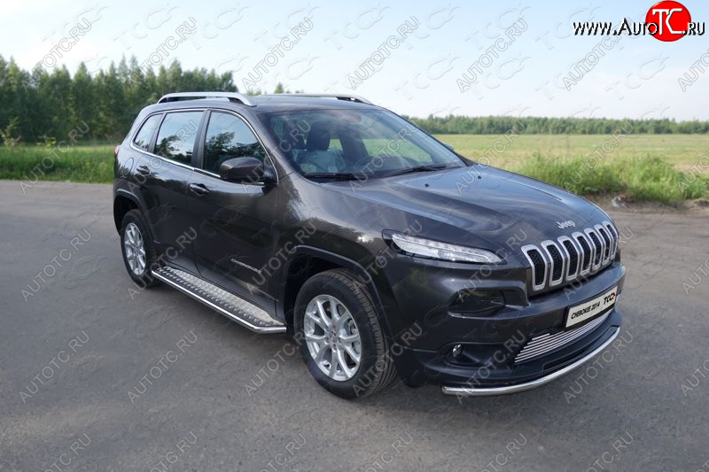 17 649 р. Защита переднего бампера нижняя d60,3 мм ТСС Тюнинг  Jeep Cherokee  KL (2014-2017) дорестайлинг (нержавейка)  с доставкой в г. Краснодар