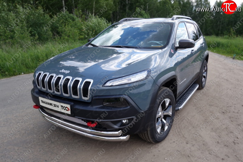 26 499 р. Защита переднего бампера (Trailhawk, двойная 60,3/60,3 мм) ТСС Тюнинг  Jeep Cherokee  KL (2014-2017) дорестайлинг (нержавейка)  с доставкой в г. Краснодар