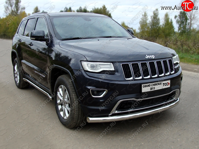 21 799 р. Защита переднего бампера нижняя d76,1 мм ТСС Тюнинг Jeep Grand Cherokee WK2 1-ый рестайлинг (2013-2018) (нержавейка)  с доставкой в г. Краснодар