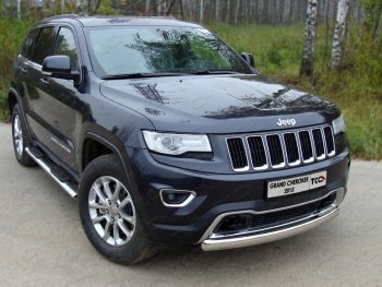 Защита переднего бампера овальная короткая 75х42 мм ТСС тюнинг Jeep Grand Cherokee WK2 1-ый рестайлинг (2013-2018)  (нержавейка)