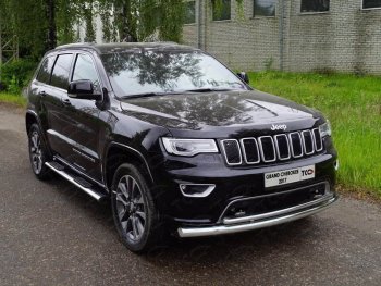 Защита переднего бампера нижняя двойная 76,1*42,2 мм ТСС Тюнинг Jeep (Джип) Grand Cherokee (Гран)  WK2 (2017-2022) WK2 2-ой рестайлинг  (нержавейка)