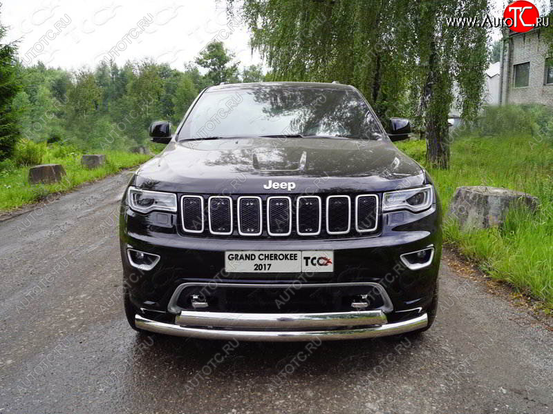 30 899 р. Защита передняя нижняя двойная 76,1*75 мм Тюнинг Jeep Grand Cherokee WK2 2-ой рестайлинг (2017-2022) (нержавейка)  с доставкой в г. Краснодар