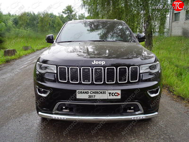 39 999 р. Защита переднего бампера нижняя с ДХО 76,1 мм ТСС Тюнинг Jeep Grand Cherokee WK2 2-ой рестайлинг (2017-2022) (нержавейка)  с доставкой в г. Краснодар