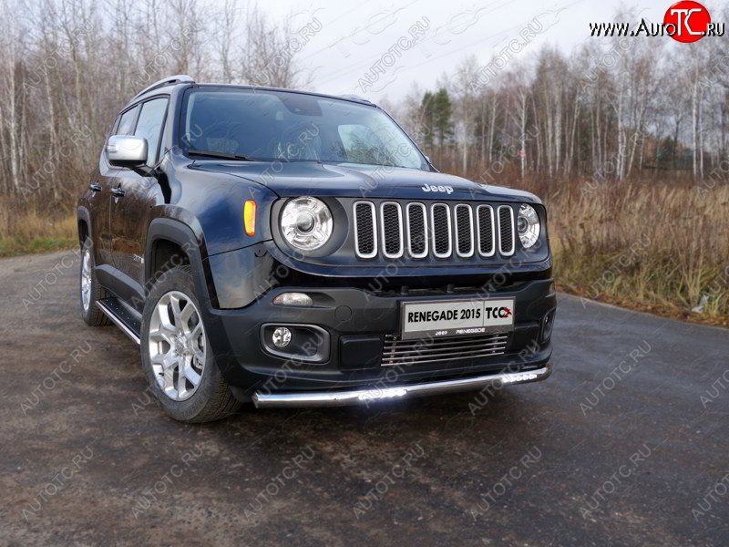 38 999 р. Защита переднего бампера нижняя с ДХО 60,3 мм ТСС Тюнинг Jeep Renegade (2015-2024) (нержавейка)  с доставкой в г. Краснодар