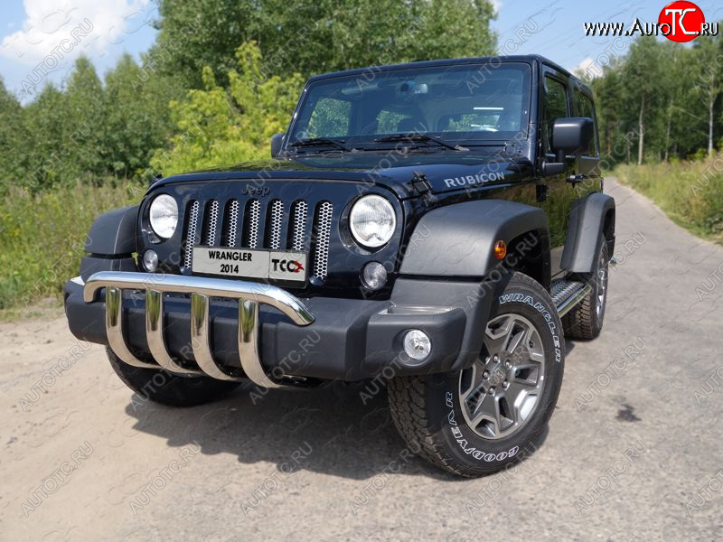 30 999 р. Защита переднего бампера кенгурин 60,3 мм ТСС Тюнинг Jeep Wrangler JK (2007-2018) (нержавейка)  с доставкой в г. Краснодар