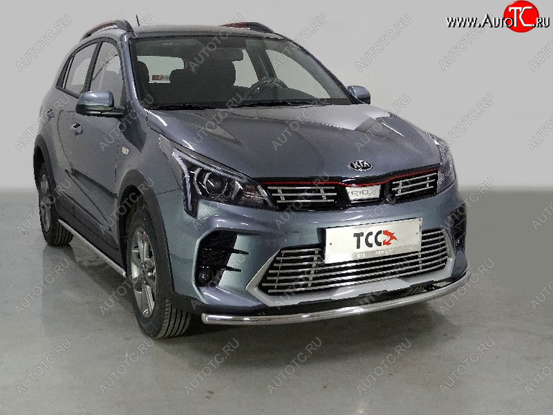 12 599 р. Защита передняя нижняя длинная 42,4 мм ТСС Тюнинг  KIA Rio  X (2020-2025) рестайлинг (нержавейка)  с доставкой в г. Краснодар