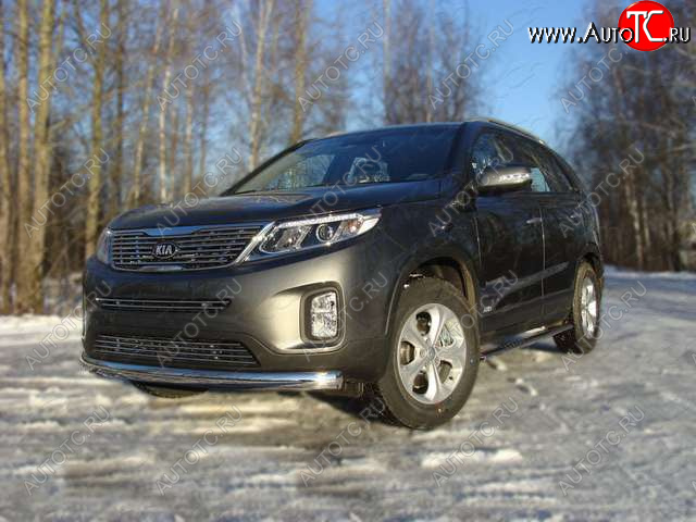 21 899 р. Защита переднего бампера овальная 75х42 мм ТСС тюнинг KIA Sorento UM/Prime рестайлинг (2018-2020) (нержавейка)  с доставкой в г. Краснодар