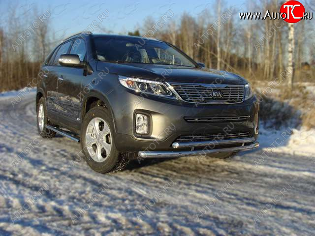 22 999 р. Защита переднего бампера нижняя 60,3*50,8 мм ТСС Тюнинг  KIA Sorento  XM (2012-2015) рестайлинг (нержавейка)  с доставкой в г. Краснодар