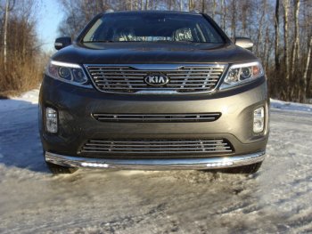 Защита переднего бампера овальная с ДХО 75х42 мм ТСС тюнинг KIA Sorento UM/Prime рестайлинг (2018-2020)  (нержавейка)