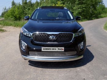 Защита переднего бампера нижняя овальная 75х42 мм ТСС Тюнинг KIA Sorento UM/Prime дорестайлинг (2014-2018)  (нержавейка)