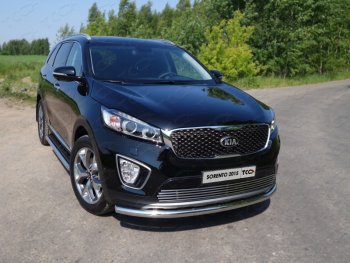 17 649 р. Защита переднего бампера нижняя d60,3 мм ТСС Тюнинг KIA Sorento UM/Prime дорестайлинг (2014-2018) (нержавейка)  с доставкой в г. Краснодар. Увеличить фотографию 1