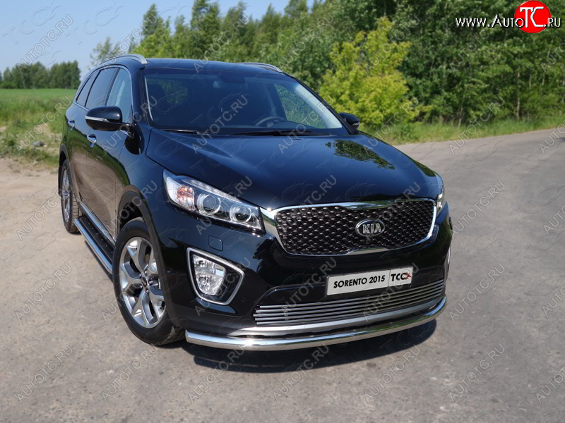 18 699 р. Защита переднего бампера нижняя d60,3 мм ТСС Тюнинг  KIA Sorento  UM/Prime (2014-2018) дорестайлинг (нержавейка)  с доставкой в г. Краснодар