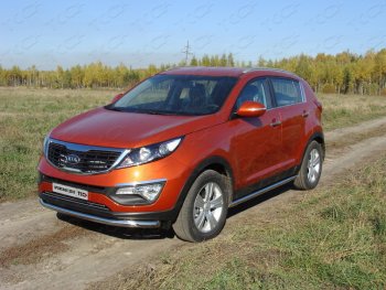 Защита порогов труба d60,3 мм ТСС Тюнинг KIA (КИА) Sportage (Спортаж)  3 SL (2010-2014) 3 SL дорестайлинг  (серые)