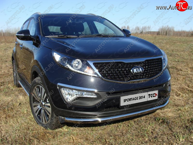 18 699 р. Защита переднего бампера нижняя d60,3 мм ТСС Тюнинг  KIA Sportage  3 SL (2014-2016) рестайлинг (нержавейка)  с доставкой в г. Краснодар