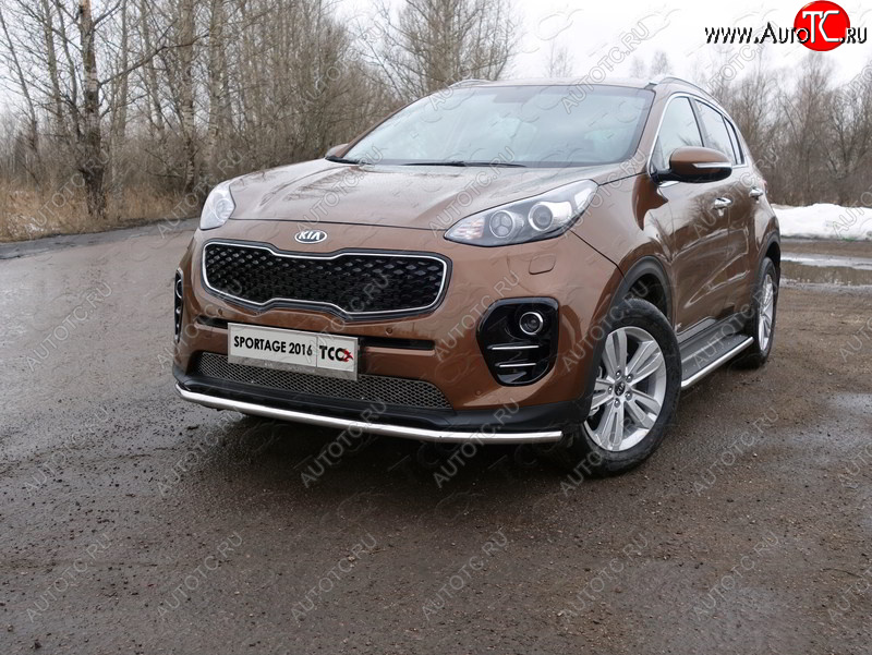 18 699 р. Защита переднего бампера нижняя d42,4 мм ТСС Тюнинг  KIA Sportage  4 QL (2016-2018) дорестайлинг (нержавейка)  с доставкой в г. Краснодар