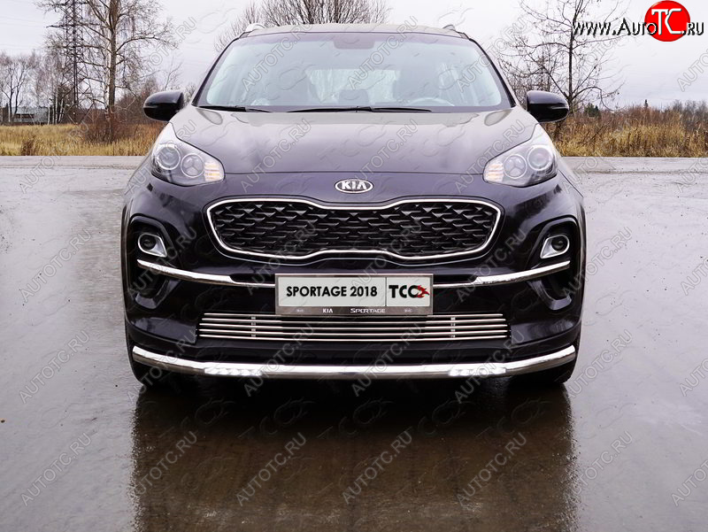 38 949 р. Защита переднего бампера нижняя с ДХО 60,3 мм ТСС Тюнинг  KIA Sportage  4 QL (2018-2022) рестайлинг (нержавейка)  с доставкой в г. Краснодар