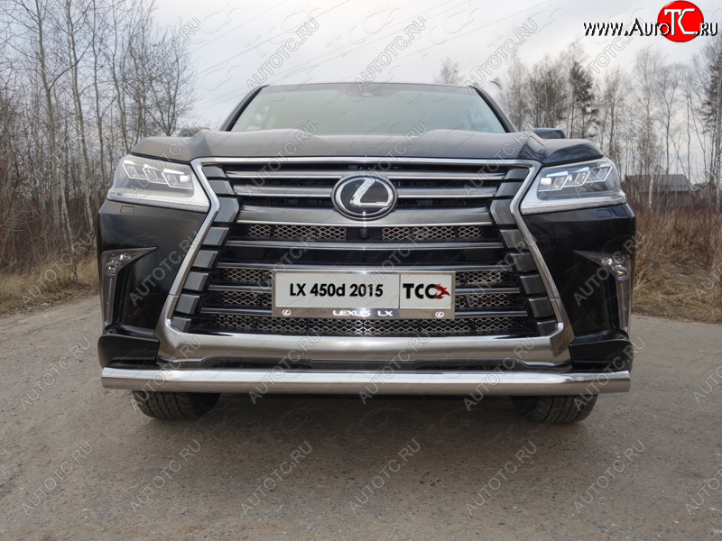 27 999 р. Защита переднего бампера нижняя 76,1 мм ТСС Тюнинг Lexus LX570 J200 2-ой рестайлинг (2015-2022) (нержавейка)  с доставкой в г. Краснодар