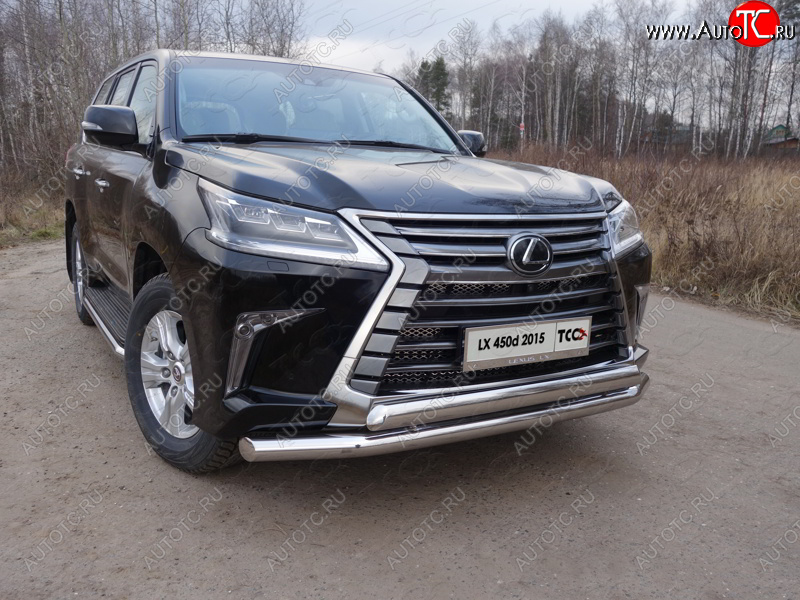 38 949 р. Защита передняя нижняя двойная 76,1*75 мм кроме F-Sport Тюнинг Lexus LX570 J200 2-ой рестайлинг (2015-2022) (нержавейка)  с доставкой в г. Краснодар