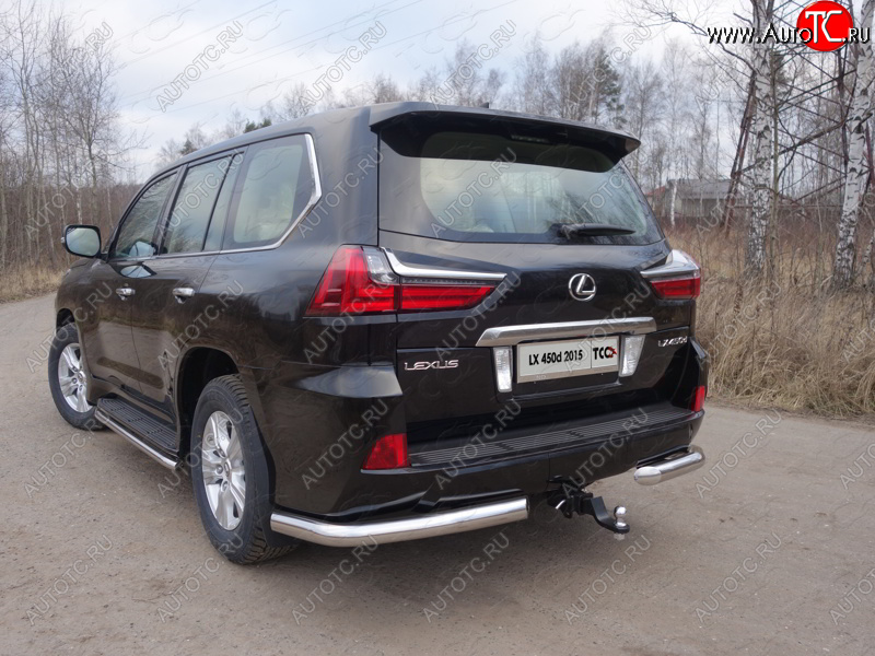 22 599 р. Защита задняя (уголки, нержавейка 76,1 мм) ТСС Тюнинг Lexus LX450d J200 2-ой рестайлинг (2015-2022)  с доставкой в г. Краснодар