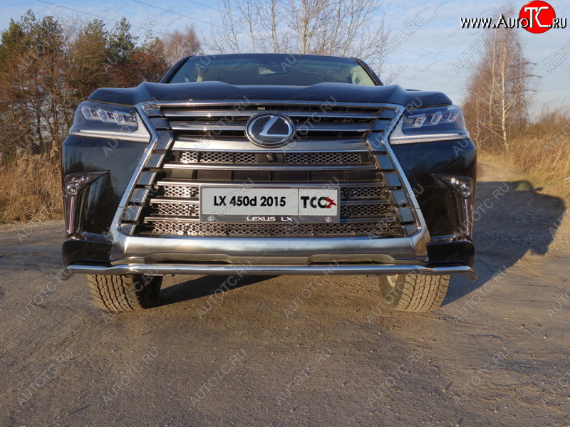 24 949 р. Защита переднего бампера нижняя d42,4 мм ТСС Тюнинг Lexus LX570 J200 2-ой рестайлинг (2015-2022) (нержавейка)  с доставкой в г. Краснодар