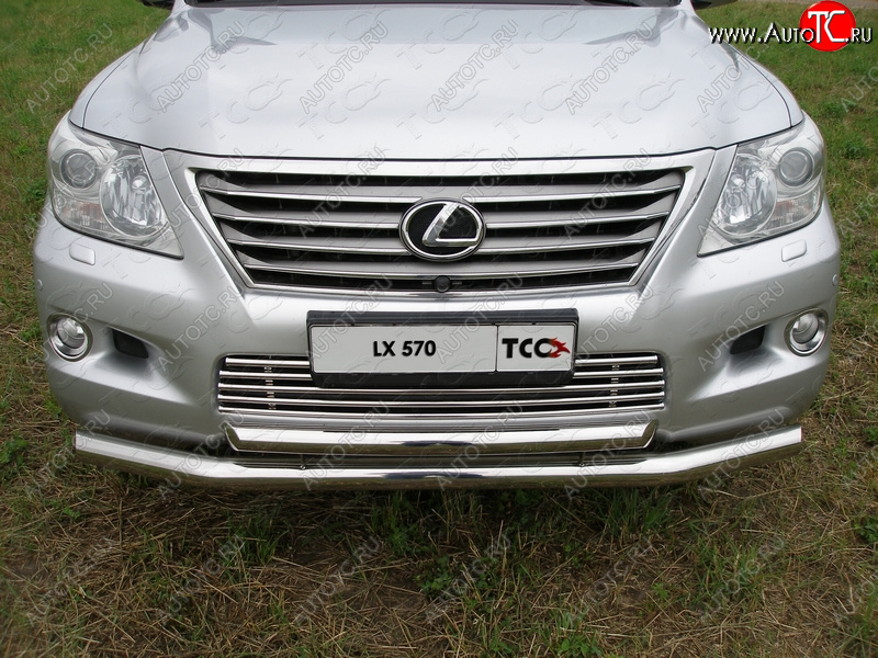 31 199 р. Защита переднего бампера нижняя d76,1*60,3 мм ТСС Тюнинг Lexus LX570 J200 дорестайлинг (2007-2012) (нержавейка)  с доставкой в г. Краснодар