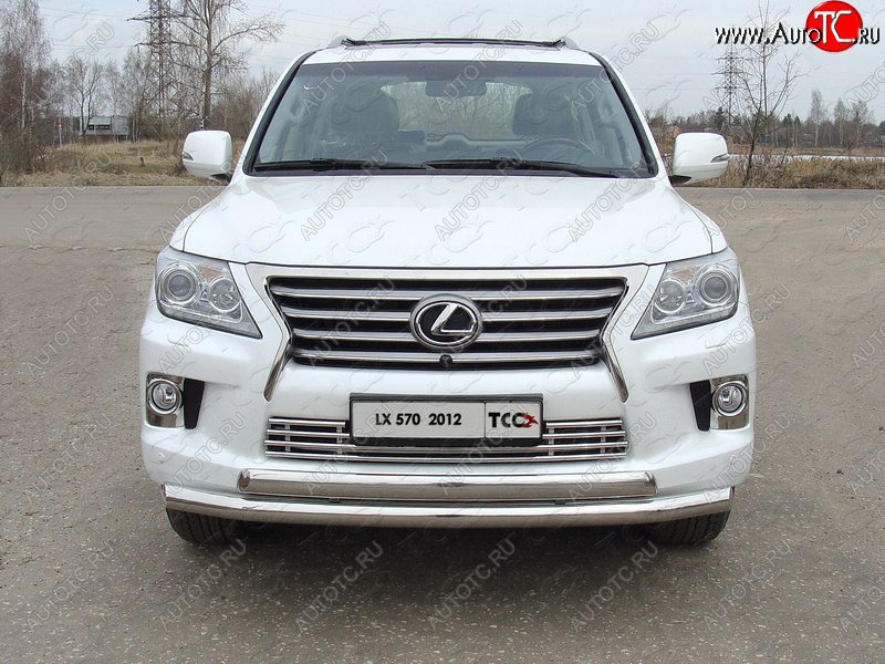 37 649 р. Защита передняя нижняя двойная 76,1*75 мм кроме F-Sport Тюнинг Lexus LX570 J200 1-ый рестайлинг (2012-2015) (нержавейка)  с доставкой в г. Краснодар