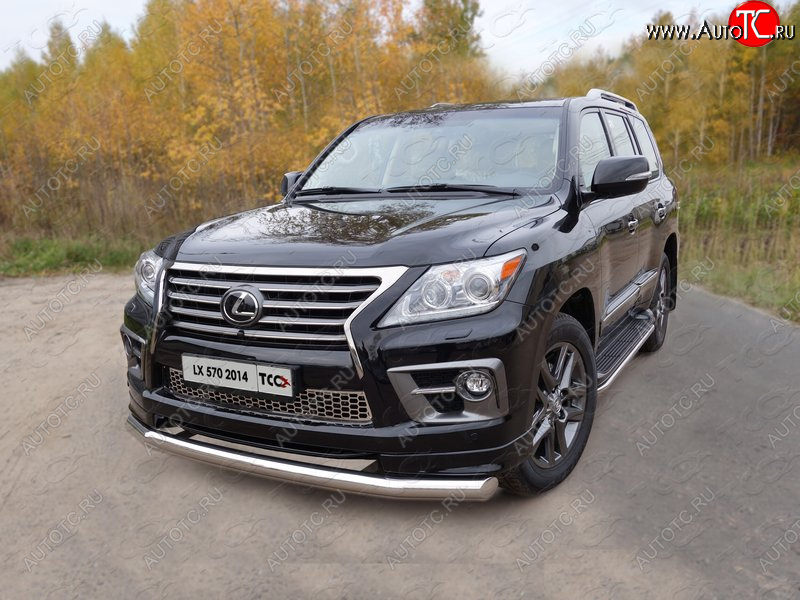 26 699 р. Защита переднего бампера нижняя 76,1 мм ТСС Тюнинг Lexus LX570 J200 1-ый рестайлинг (2012-2015) (нержавейка)  с доставкой в г. Краснодар