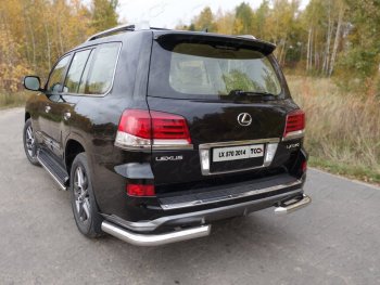 Защита задняя (уголки, нержавейка 76,1 мм) ТСС Тюнинг Lexus (Лексус) LX570 (ЛХ)  J200 (2012-2015) J200 1-ый рестайлинг