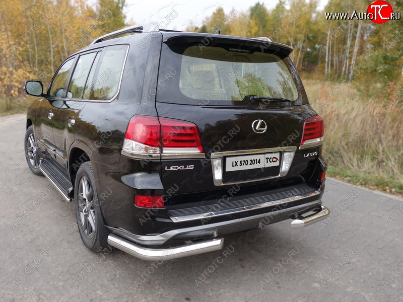 27 999 р. Защита задняя (уголки, нержавейка 76,1 мм) ТСС Тюнинг Lexus LX570 J200 1-ый рестайлинг (2012-2015)  с доставкой в г. Краснодар