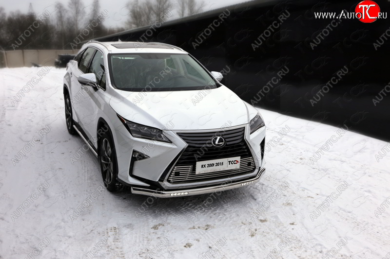 46 599 р. Защита передняя нижняя овальная с ДХО 75х42 мм ТСС Тюнинг Lexus RX350 AL10 дорестайлинг (2008-2012) (нержавейка)  с доставкой в г. Краснодар