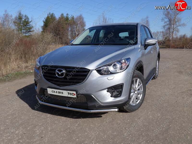 15 549 р. Защита переднего бампера нижняя d42,4 мм ТСС Тюнинг Mazda CX-5 KE рестайлинг (2015-2017) (нержавейка)  с доставкой в г. Краснодар