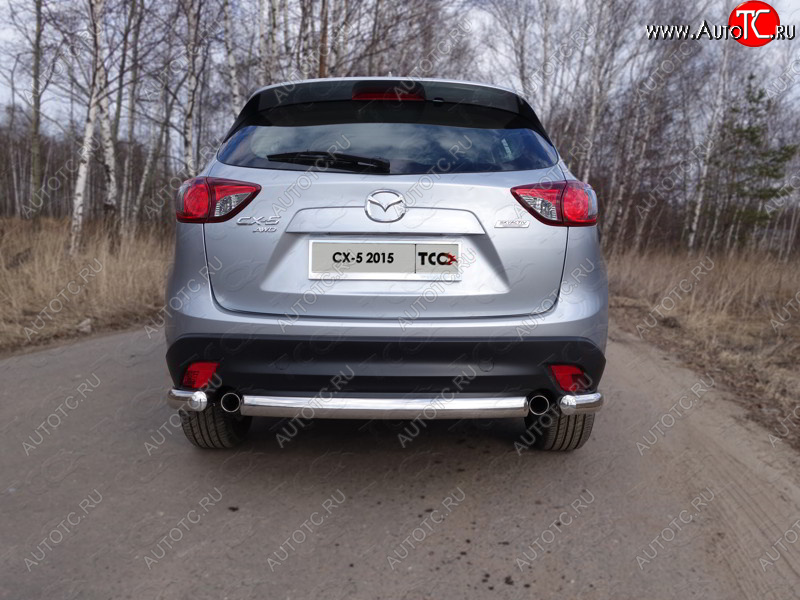 12 999 р. Защита заднего бампера (овальная короткая, d75х42 мм) TCC  Mazda CX-5  KE (2015-2017) рестайлинг  с доставкой в г. Краснодар