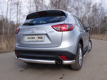 Защита заднего бампера (уголки, d75х42 мм) TCC Mazda (Мазда) CX-5 (ЦХ-5)  KE (2015-2017) KE рестайлинг