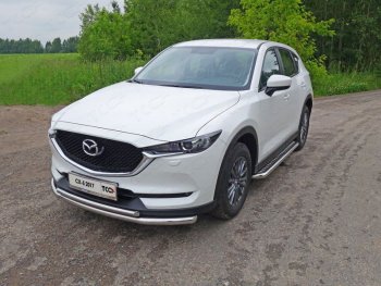 Защита переднего бампера нижняя двойная 60,3*42,4 мм ТСС Тюнинг Mazda (Мазда) CX-5 (ЦХ-5)  KF (2016-2024) KF  (нержавейка)