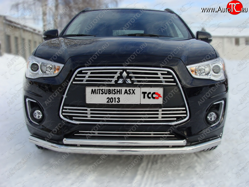 7 699 р. Средняя декоративная вставка в бампер ТСС Тюнинг  Mitsubishi ASX (2013-2016) 1-ый рестайлинг (d 12 мм)  с доставкой в г. Краснодар