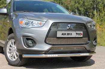 31 899 р. Защита переднего бампера нижняя с ДХО 60,3 мм ТСС Тюнинг  Mitsubishi ASX (2013-2016) 1-ый рестайлинг (нержавейка)  с доставкой в г. Краснодар. Увеличить фотографию 1